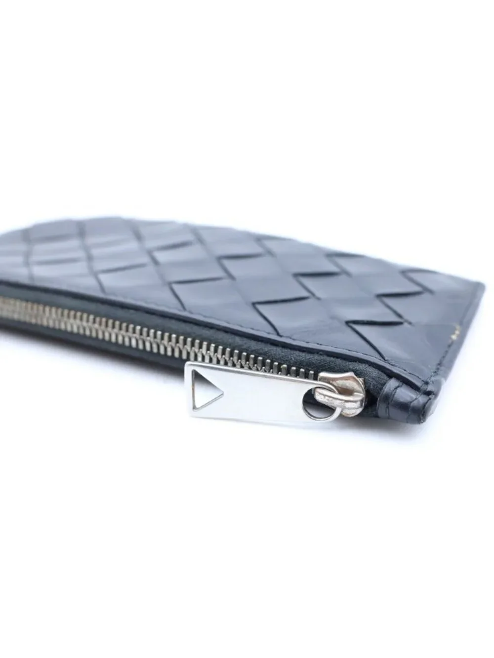 Bottega Veneta Intrecciato Leather Zippered Card Case Black Red